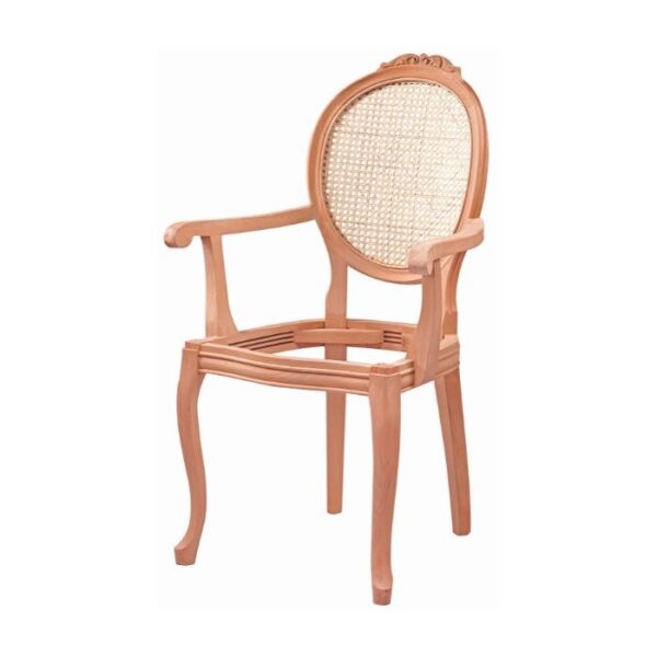 Hasırlı Madalyon Oymalı Kollu Sandalye